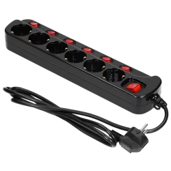 Listwa zasilająca Multiswitch, 6 gniazd 2P+Z (Schuko), kabel 3x1,5mm2, długość 1,5m, z wyłącznikami podśw,ORAE13162(GS)/B/1,5M