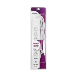 Listwa przeciwprzepięciowa, 6 gniazd 2P+Z (schuko), kabel 3x1,5mm2, długość 3m, z wyłącznikiem podświetlanym OR-AE-13163(GS)/3M