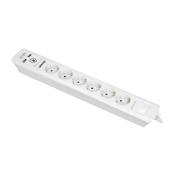 Listwa przeciwprzepięciowa, 6 gniazd 2P+Z (schuko), kabel 3x1,5mm2, długość 3m, z wyłącznikiem podświetlanym OR-AE-13163(GS)/3M