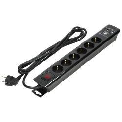 Listwa przeciwprzepięciowa, 6 gniazd 2P+Z (Schuko), kabel 3x1,5mm2, długość 3m, z wyłącznikiem podświetlanym ,ORAE13163(GS)/B/3M
