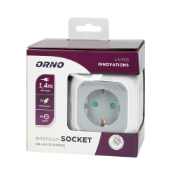Przedłużacz 4 krotny 2P+Z (Schuko), ładowarka 2xUSB, 1,4m H05VV-F 3x1,5mm2, szaro-biały,OR-AE-13144(GS)