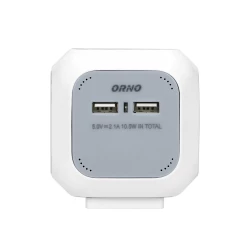Przedłużacz 4 krotny 2P+Z (Schuko), ładowarka 2xUSB, 1,4m H05VV-F 3x1,5mm2, szaro-biały,OR-AE-13144(GS)