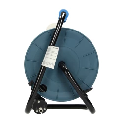 Przedłużacz bębnowy MINI, 4 gniazda 2P+Z, metalowy stojak, polwinit H05VV-F 3x1mm2 , długość 15m, turkusowy, OR-AE-1339/T(GS)