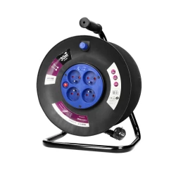 Przedłużacz bębnowy, 4 gniazda 2P+Z, kabel PVC H05VV-F 3x1,5mm2, długość 30m, termik, przesłony torów prądowych. OR-AE-13153/30M