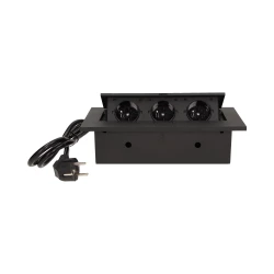 Gniazda wpuszczane w blat 3x230V /gruby rant/ 1,5m czarne OR-AE-1338/B