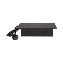 Gniazda wpuszczane w blat 3x230V /gruby rant/ 1,5m czarne OR-AE-1338/B