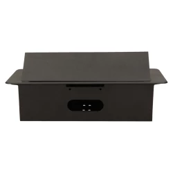 Gniazda wpuszczane w blat 2x230 z płaskim frezowanym rantem i ładowarką USB czarne OR-AE-13109/B