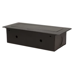 Gniazda wpuszczane w blat 2x230 z płaskim frezowanym rantem i ładowarką USB czarne OR-AE-13109/B