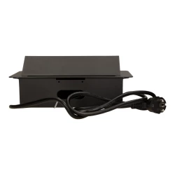 Gniazda wpuszczane w blat z płaskim frezowanym rantem, ładowarką USB i przewodem 1,5m, 2x2P+Z, 2xUSB, czarne OR-AE-13126/B