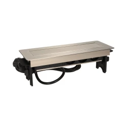 Gniazdo wpuszczane w blat 3x250V w niklowanej obudowie z ładowarką 2xUSB i przewodem 1,8m OR-AE-1364
