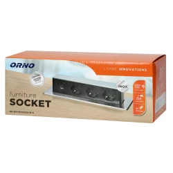 Gniazdo meblowe wysuwane z blatu z płaskim frezowanym rantem, ładowarką USB i przewodem 2m, 3x2P+Z (Schuko),,OR-GM-9014(GS)/B-G