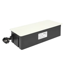 NOEN Kaseta meblowa wpuszczana w blat ze zintegrowaną ramką PCV na gniazda modułowe 3 x 45x45mm lub 6 x 22,5x45mm, przewód 1,5m, białe