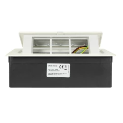 NOEN Kaseta meblowa wpuszczana w blat ze zintegrowaną ramką PCV na gniazda modułowe 3 x 45x45mm lub 6 x 22,5x45mm, przewód 1,5m, białe