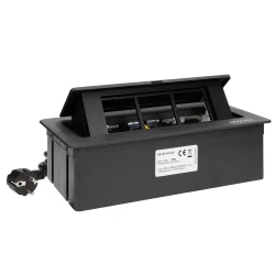 NOEN Kaseta meblowa wpuszczana w blat ze zintegrowaną ramką PCV na gniazda modułowe 3 x 45x45mm lub 6 x 22,5x45mm, ,OR-GM-9010/B