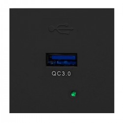 NOEN USBQ, port modułowy 45x45mm z ładowarką USB quick charge 3A/5V 2A/9V 1,5A/12V, czarny Wymaga zastosowa,OR-GM-9010/B/USBQ