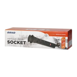 Gniazdo meblowe Ø6cm wysuwane z blatu z ładowarką USB, blokadą i przewodem 1,8m, 3x2P+Z, czarne