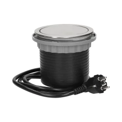 Gniazdo meblowe, wysuwane z blatu 3x250V AC z ładowarką USB i przewodem 1,5m, INOX OR-AE-1381