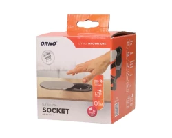 Gniazdo meblowe Ø6cm, wpuszczane w blat z przesuwną pokrywką, ładowarką USB i przewodem 1,9m, 1x2P+Z, 1xUSB (2,4A), 3x1mm²
