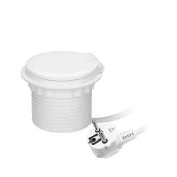Gniazdo meblowe Ø8cm wpuszczane w blat z ładowarką indukcyjną, ładowarką USB z 2 gniazdami A i C, przelotką kablową,OR-GM-9015/W