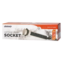 Gniazdo meblowe Ø6cm wysuwane z blatu z ładowarką USB, blokadą i przewodem 1,8m, 3x2P+Z (Schuko), srebrne