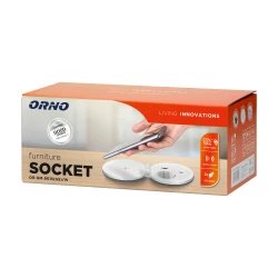 Gniazdo meblowe Ø8cm wpuszczane w blat z ładowarką indukcyjną, ładowarką USB z 2 gniazdami A i C, przelotką kab,OR-GM-9015(GS)/W