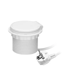 Gniazdo meblowe Ø8cm wpuszczane w blat z ładowarką indukcyjną, ładowarką USB z 2 gniazdami A i C, przelotką kab,OR-GM-9015(GS)/W