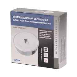 Ładowarka bezprzewodowa do Smartfona z portem USB biała OR-AE-1367/W