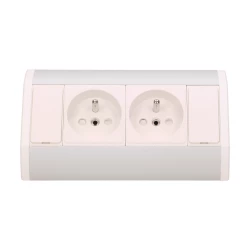 Gniazdo meblowe 2x2P+Z, biało-srebrne,OR-GM-9005/W-G