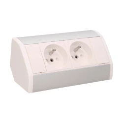 Gniazdo meblowe 2x2P+Z, biało-srebrne,OR-GM-9005/W-G