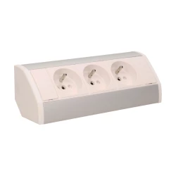 Gniazdo meblowe 3x2P+Z, biało-srebrne,OR-GM-9001/W-G