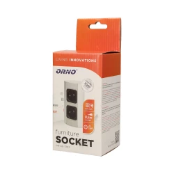 Gniazdo meblowe bez wyłącznika, 2x2P+Z (Schuko), srebrne,OR-AE-1303/G(GS)