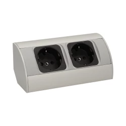 Gniazdo meblowe bez wyłącznika, 2x2P+Z (Schuko), srebrne,OR-AE-1303/G(GS)