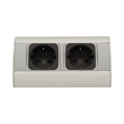 Gniazdo meblowe bez wyłącznika, 2x2P+Z (Schuko), srebrne,OR-AE-1303/G(GS)