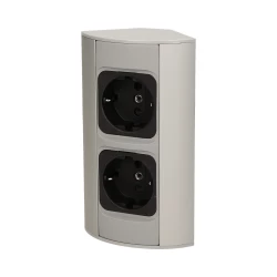 Gniazdo meblowe bez wyłącznika, 2x2P+Z (Schuko), srebrne,OR-AE-1303/G(GS)