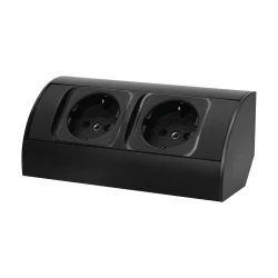 Gniazdo meblowe bez wyłącznika, 2x2P+Z (Schuko), czarne