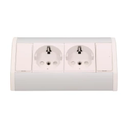 Gniazdo meblowe 2x2P+Z (Schuko), biało-srebrne,OR-GM-9005/W-G(GS)