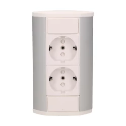 Gniazdo meblowe 2x2P+Z (Schuko), biało-srebrne,OR-GM-9005/W-G(GS)