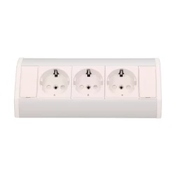 Gniazdo meblowe 3x2P+Z (Schuko), biało-srebrne,OR-GM-9001/W-G(GS)