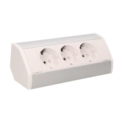 Gniazdo meblowe 3x2P+Z (Schuko), biało-srebrne,OR-GM-9001/W-G(GS)