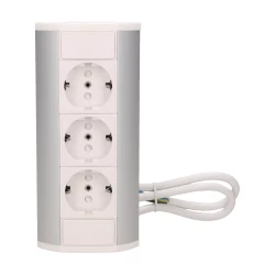 Gniazdo meblowe 3x2P+Z (Schuko), biało-srebrne,OR-GM-9001/W-G(GS)