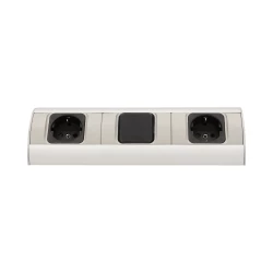 Gniazdo meblowe z wyłącznikiem, 2x2P+Z (Schuko),OR-AE-1304(GS)