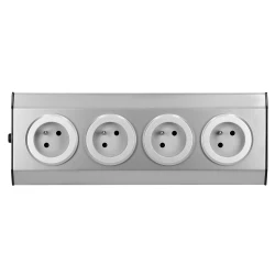 Gniazda meblowe, kuchenne montowane na rzepy  4x2P+Z INOX,