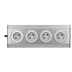 Gniazdo meblowe, kuchenne  montowane na rzepy 4x2P+Z INOX z przewodem 1,5m.