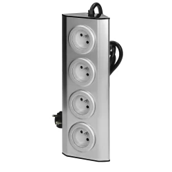 Gniazdo meblowe, kuchenne  montowane na rzepy 4x2P+Z INOX z przewodem 1,5m.
