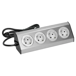Gniazdo meblowe, kuchenne montowane na rzepy 4x2P+Z schuko, INOX z przewodem 1,5m.,FS-2(GS)
