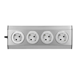 Gniazdo meblowe, kuchenne montowane na rzepy 4x2P+Z schuko, INOX z przewodem 1,5m.,FS-2(GS)