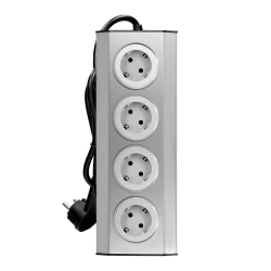 Gniazdo meblowe, kuchenne montowane na rzepy 4x2P+Z schuko, INOX z przewodem 1,5m.,FS-2(GS)