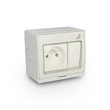 Gniazdo pojedyncze + Łącznik pojedynczy natynkowy GPWPN IP55 AQUA55 55.25