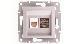 ASFORA Gniazdo tel.-komp. kat5e UTP bez ramki aluminium EPH4900161
