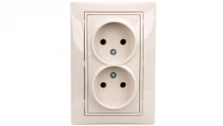 DOMO Gniazdo podwójne bez uziemienia kompletne śrubowe 16A 250V kremowy 011280103 24800